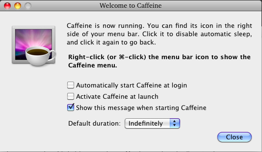 Caffeine, o cómo mantener despierto el Mac