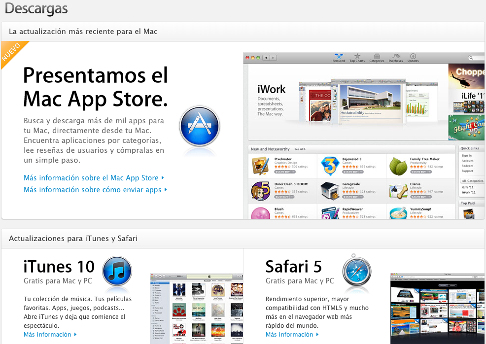 Adiós a la página de descargas de Mac OS X