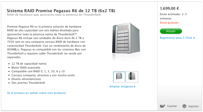 Promise Pegasus R4 y R6 con Thunderbolt ya a la venta