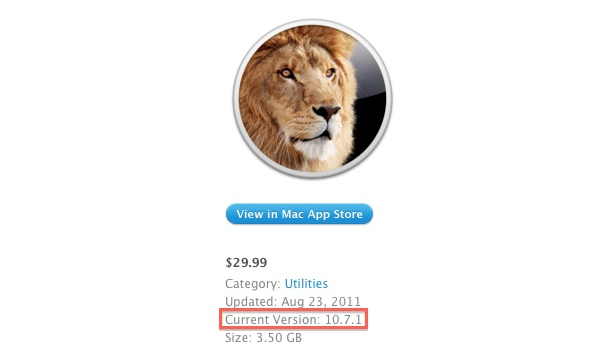 Lion 10.7.1 es la versión por defecto en la App Store