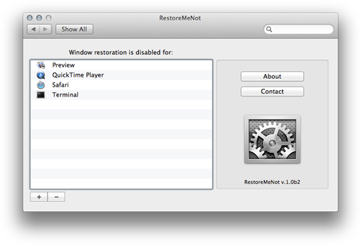 RestoreMeNot, o cómo evitar que ciertas aplicaciones se restauren en Lion