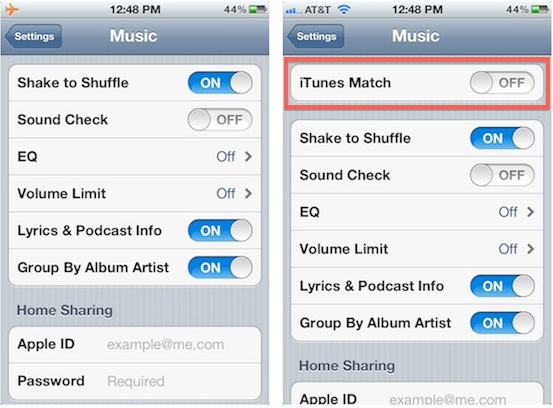 Aparece la opción de activar iTunes Match en iOS