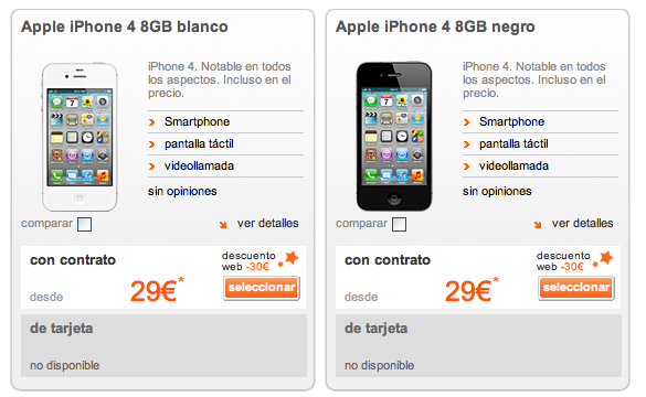 Orange también ofrece el iPhone 4 de 8GB