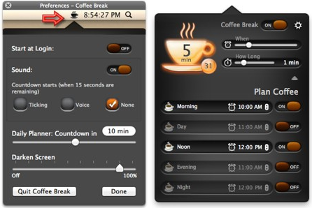 Controla tus descansos en el Mac con Coffee Break
