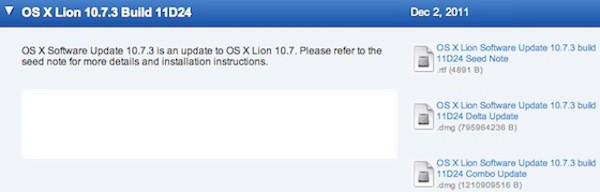 Apple entrega una nueva beta de Mac OS X Lion 10.7.3 a los desarrolladores