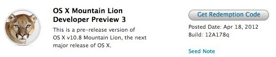 Ya está disponible la tercera versión para desarrolladores de Mountain Lion