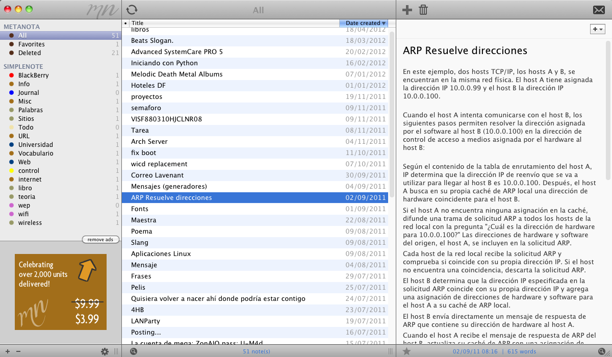 Metanota, el cliente definitivo de Simplenote para Mac