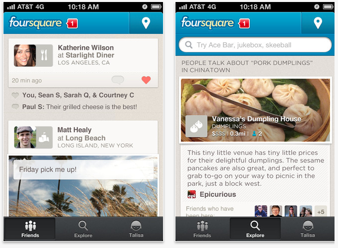 Foursquare rediseña por completo su aplicación para iOS