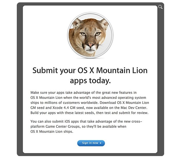 Apple ya pide a los desarrolladores aplicaciones compatibles con Mountain Lion