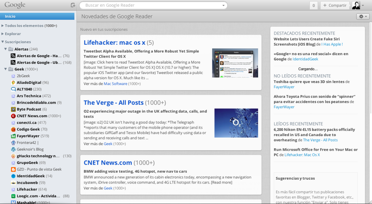 Mac OS Lion UI, un impresionante tema para Google Reader