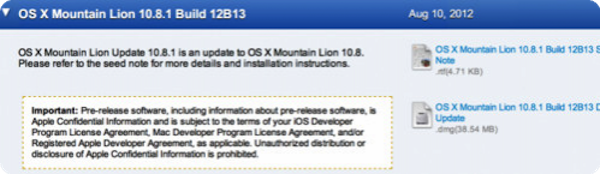 La beta de OS X 10.8.1 ya está entre los desarrolladores habituales