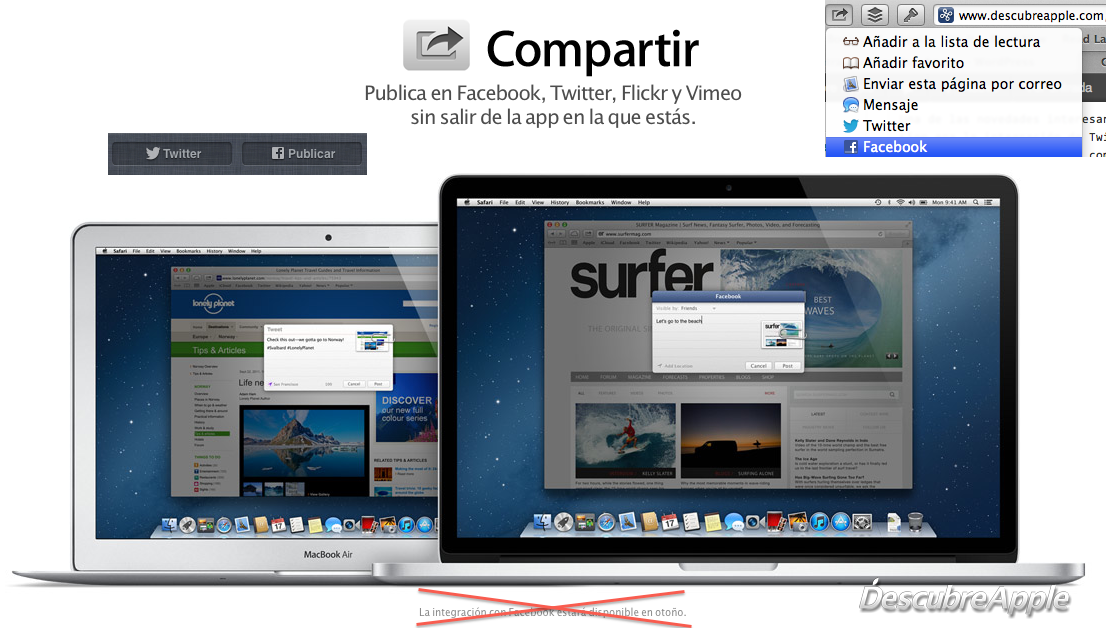 Añade Facebook al Centro de notificaciones de Mountain Lion