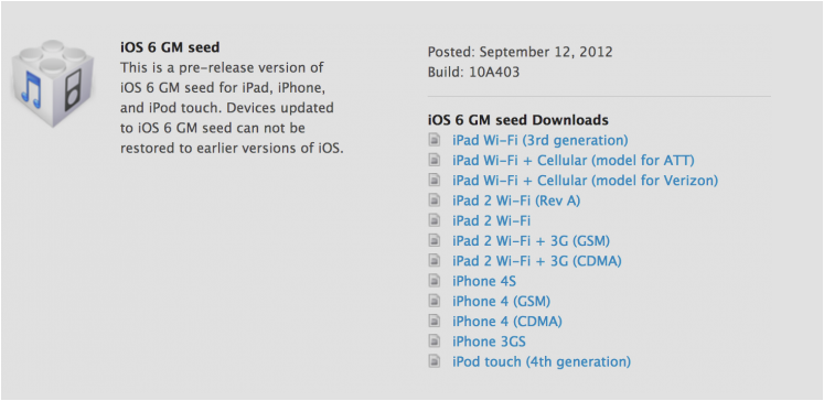 Ya tenemos la versión Golden Master de iOS 6