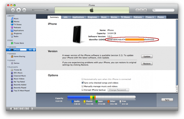iPhone_UDID iTunes te muestra tu UDID
