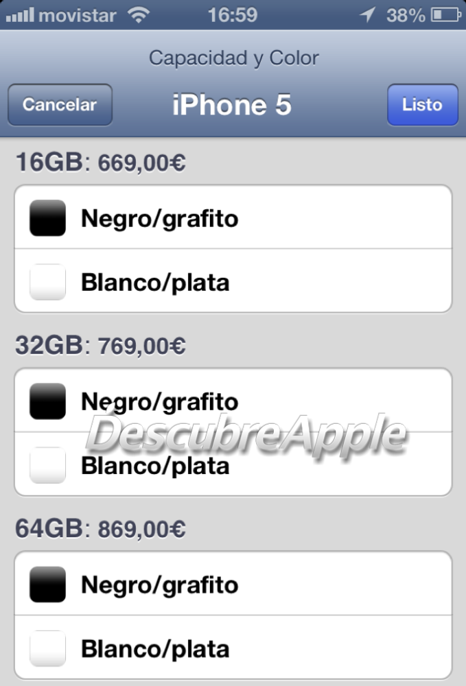 iPhone 5, precios oficiales en España