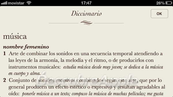 Truco en iOS 6, descubre el diccionario