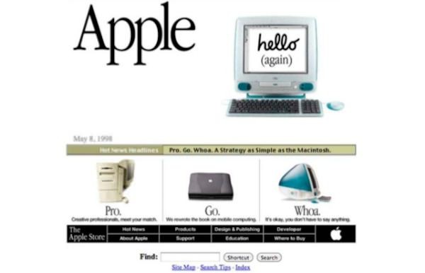 Apple.com durante los últimos 15 años