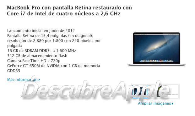 Apple Store ahora ofrece el MacBook Pro con pantalla Retina restaurado