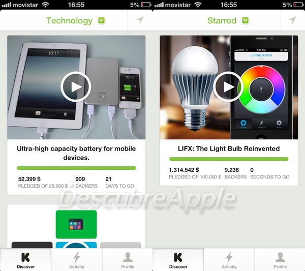 Kickstarter para iPhone ya disponible en la App Store