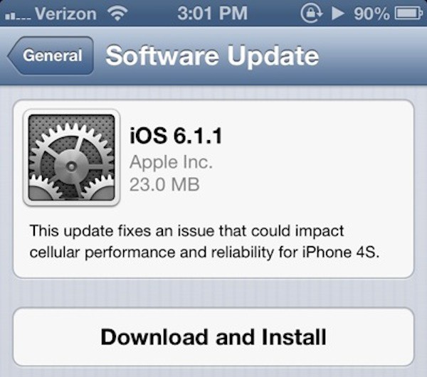 La actualización de iOS 6.1.1 en exclusiva para el iPhone 4S