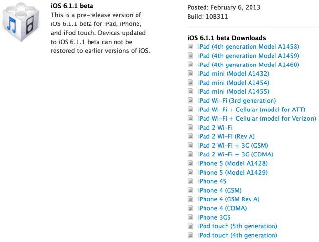 Ya está disponible la primera Beta de iOS 6.1.1