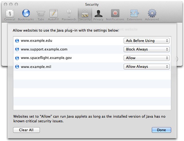 Actualización de Safari y Java para OS X