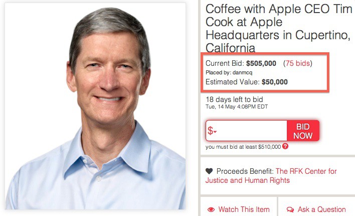 Un café con Tim Cook. ¿El café más caro del mundo?