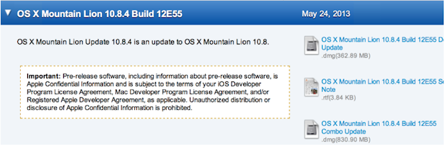 Disponible una nueva Beta de OS X 10.8.4