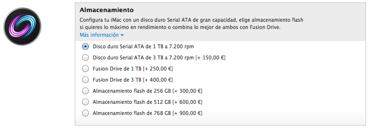 Nuevas opciones de almacenamiento SSD de 256 GB y 512 GB para los iMac