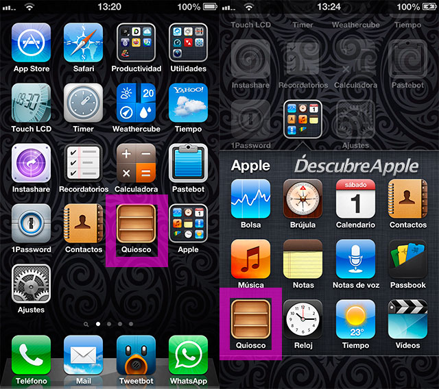 Esconde el Quiosco en una carpeta sin necesidad de Jailbreak