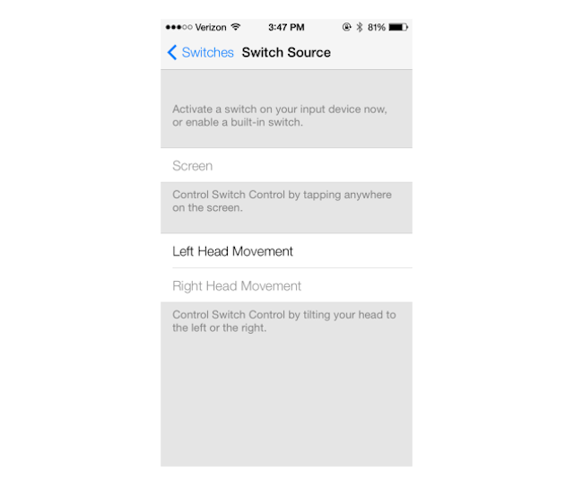 Controlando iOS 7 con movimientos de cabeza, gracias a sus nuevas opciones de accesibilidad