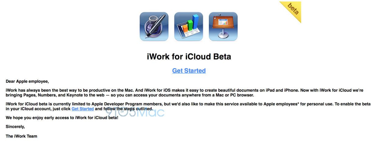 Los empleados de Apple también pueden probar ya mismo iWork para iCloud