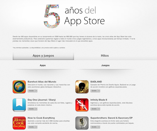 10 apps de Regalo para Celebrar los 5 Años de la App Store