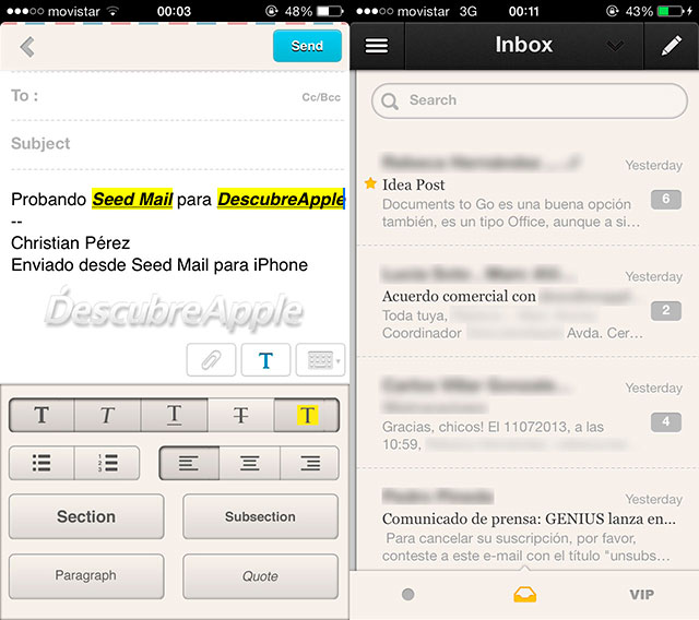 Gestiona tu correo en el iPhone con Seed Mail