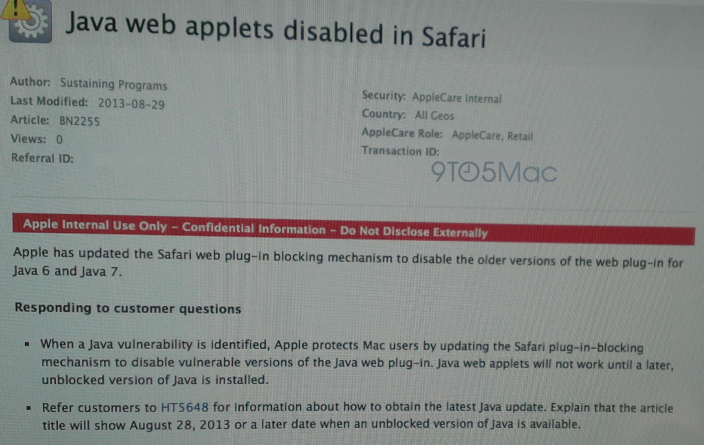 Apple bloquea de nuevo el plugin de Java en Safari por motivos de seguridad