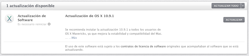 Mavericks se actualiza a la versión 10.9.1