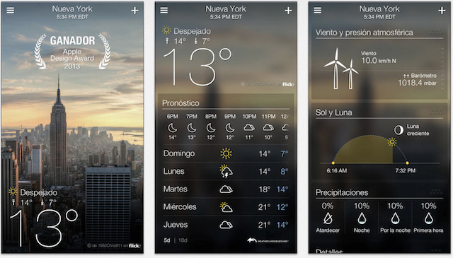 Yahoo Weather lleva su diseño ganador al iPad