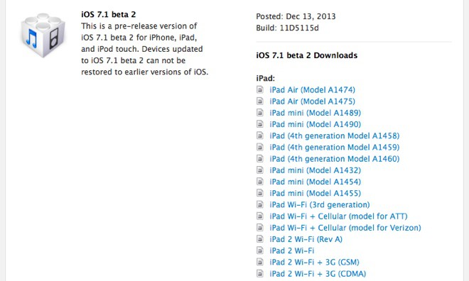 La nueva Beta de iOS 7.1 en manos de los desarrolladores
