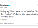 Tim Cook homenajea el 59 cumpleaños de Steve Jobs: Hay que seguir hambrientos y locos