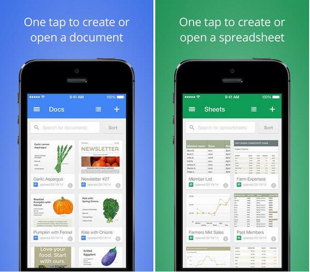 Google lanza sus aplicaciones ofimáticas para iPhone/iPad y planta cara a Office