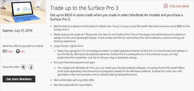 Microsoft ofrece 650$ por tu Macbook Air si te cambias al Surface Pro 3