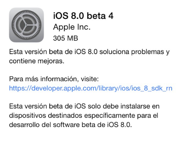 Novedades de la beta 4 de iOS 8 para desarrolladores