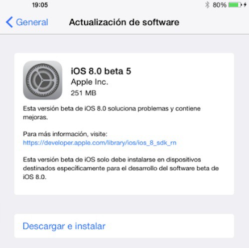 Novedades de la beta 5 de iOS 8 ya disponible para desarrolladores