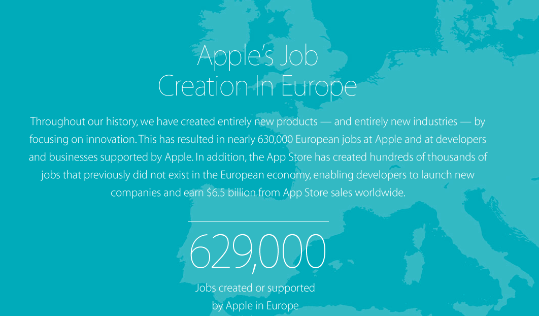 Apple saca pecho con sus más de 600.000 puestos de trabajo creados en Europa