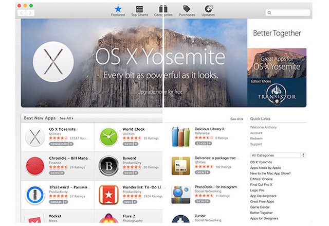 La Mac App Store adopta el estilo visual de OS X Yosemite