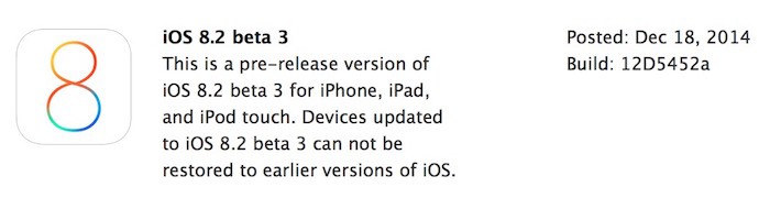 La tercera Beta de iOS 8.2 ya está en manos de los desarrolladores