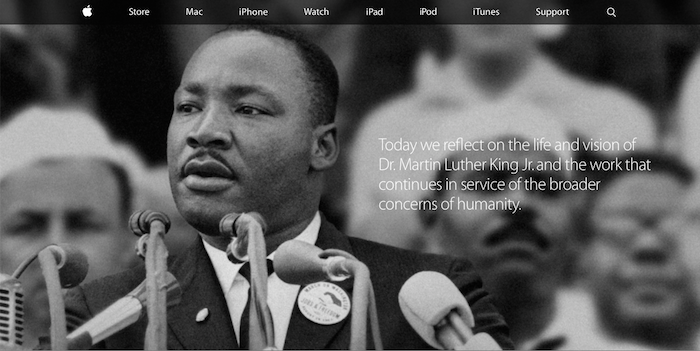 Apple homenajea a Martin Luther King en la página principal de su web