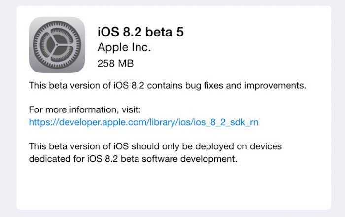 Apple lanza iOS 8.2 beta 5 para desarrolladores