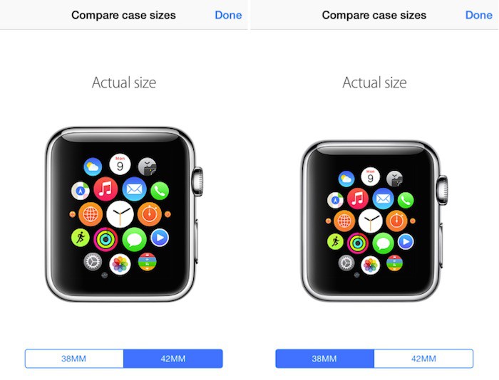Comprueba como lucen en tu muñeca ambos tamaños de Apple Watch desde tu iPhone