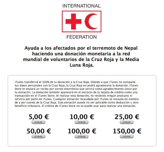 Ayuda a las víctimas del terremoto de Nepal a través de iTunes España